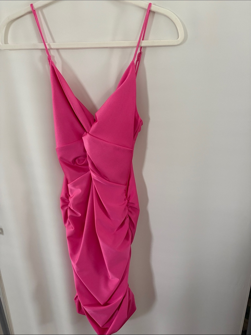 Hot Pink Ruched Slip Dress - Women